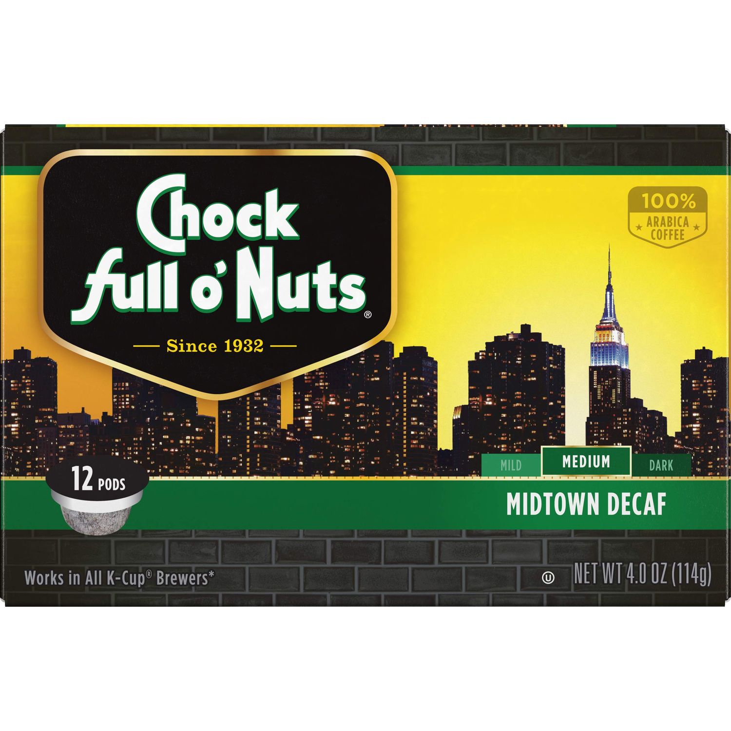Chock Full o&#39;Nuts Midtown Decaf Single-Serve Cups, 48 Count