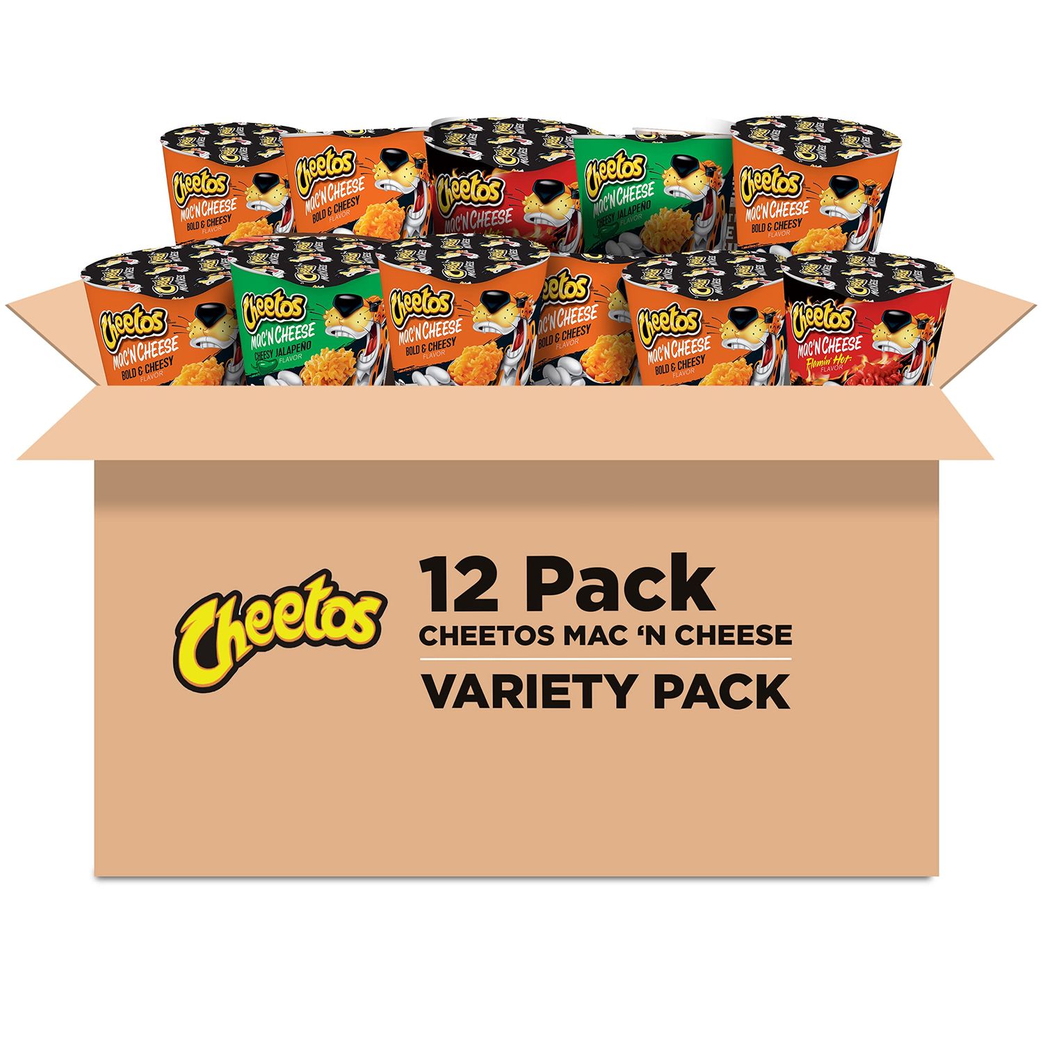 Cheetos Mac &#39;N Cheese, 3 Flavor Variety Pack, (12 Cups)
