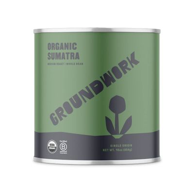 Groundwork Coffee Organic Sumatra Single Origin Whole Bean, 16 Ounce Can