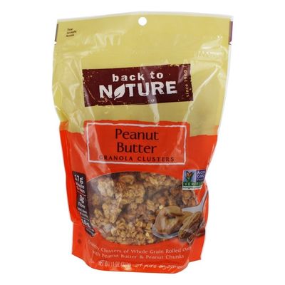 Back to Nature Granola Clusters Cereal - Non-GMO, Plant Based Snacks made with Whole Grain Rolled Oats - Peanut Butter, 11 Ounce