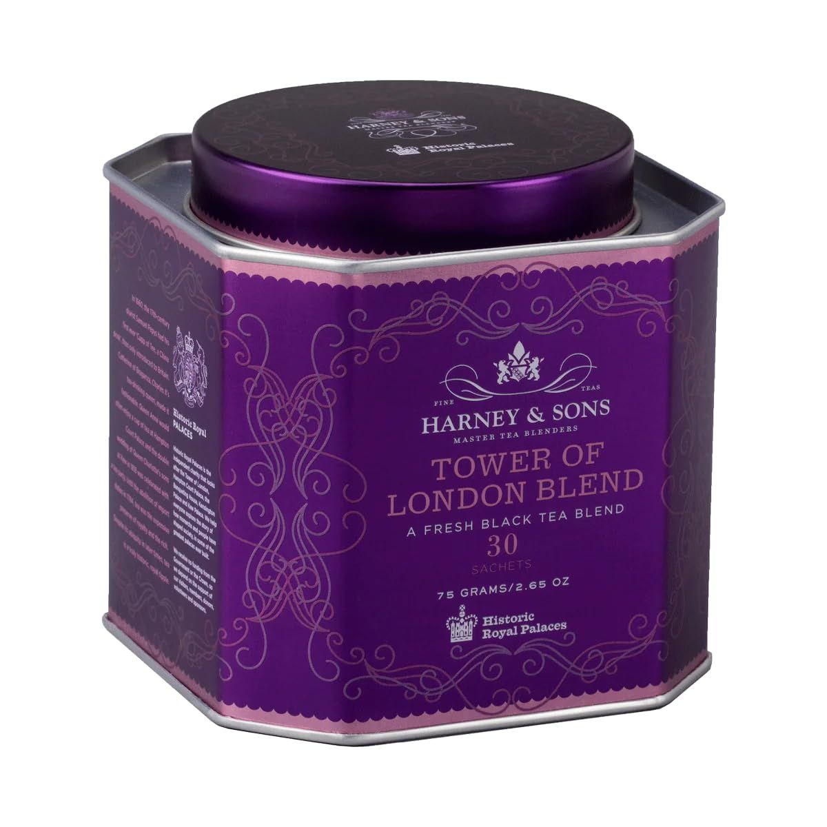 Harney &amp; Sons Tower of London Black Tea with Vanilla, Black Currant, Caramel, and Honey | 30 sachets, Historic Royal Palaces Collection