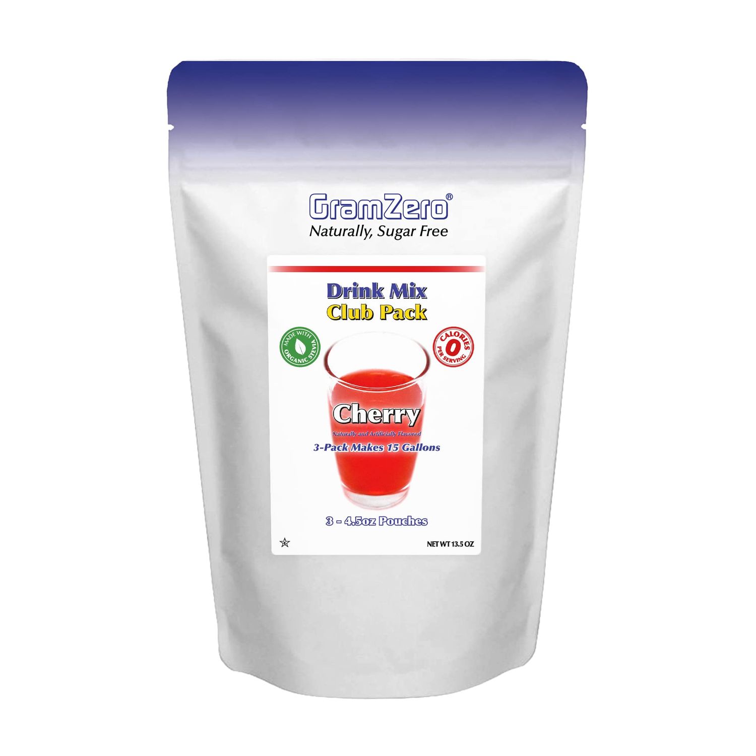 GramZero Cherry Zero Calorie Sugar Free Drink Mix, Great For Nutrition Club Loaded Teas, Stevia Sweetened