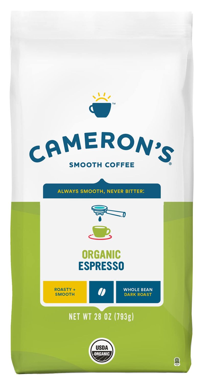 Cameron&#39;s Coffee Organic Espresso Whole Bean Coffee, Dark Roast, 100% Arabica, 28-Ounce Bag, (Pack of 1)