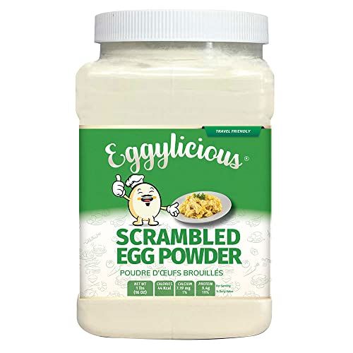 Eggylicious Egg Scramble Mix - Made w/ Hormones Free Whole Eggs/Protein Packed -Easy &amp; Delicious Breakfast - Ideal for Outdoors/Camping/Backpacking - Preservatives Free - Easy Storing 1 lb Jar