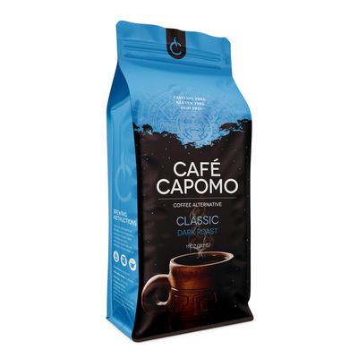 Cafe Capomo Coffee Alternative, Maya Nut Herbal Coffee Substitute, Caffeine &amp; Acid Free Coffee Replacement, Classic Dark Roast, 11 oz., 25 Years of Premium Service