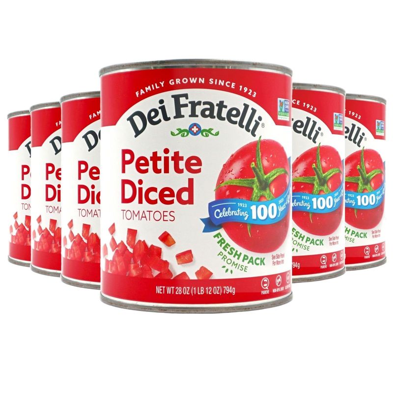 Dei Fratelli Petite Diced Tomatoes (28 oz. cans, 6 pack) - Vine-Ripened - Non-GMO, Gluten-Free