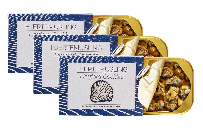 Fangst Hjertemusling | Tinned Limfjord Cockles in Cold Pressed Rapeseed Oil | 3 x 110g Can