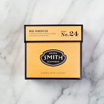 Smith Teamaker | Big Hibiscus No. 24 - Hibiscus, Ginger, Rose Petals &amp; Elderflowers | Sugar-Free, Non-GMO, Plant Based Caffeine-Free Hibiscus Blend (15 Sachets, 1.27oz each)