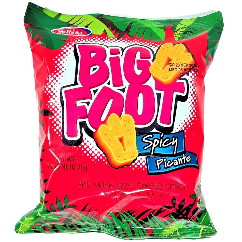 Holiday Big Foot, The Giant Cheese Snack, Spicy, 25g. (Pack of 12)