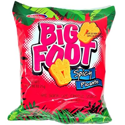 Holiday Big Foot, The Giant Cheese Snack, Spicy, 25g. (Pack of 12)