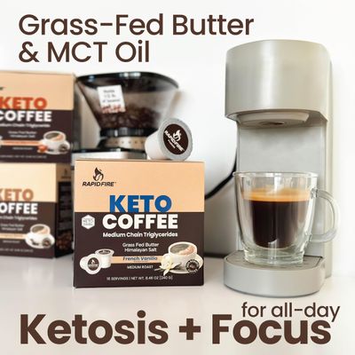 Rapidfire French Vanilla Ketogenic High Performance Keto Coffee Pods, Supports Energy & Metabolism, Weight Management, Single Serve K Cup, Brown, 16 Count