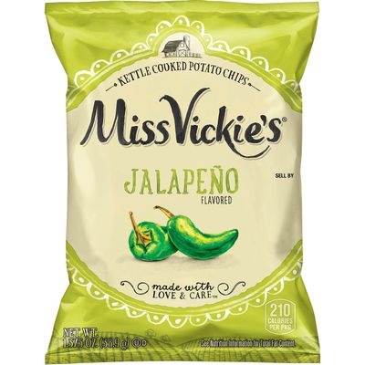 Miss Vickie&#39;s Kettle Cooked Potato Chips, Jalapeno, 1.375 Ounce (Pack of 64)