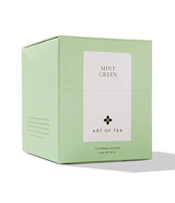 Art of Tea | Mint Green Tea | 12 Count Pyramid Tea Bag Sachets