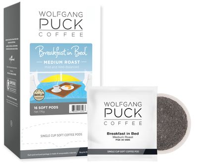 Wolfgang Puck Coffee, Breakfast in Bed Pods, 12 Gram Pods, 16 count