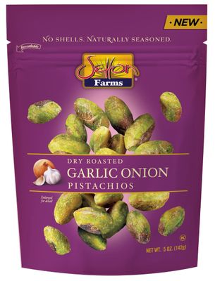 Setton Farms Naturally Seasoned Pistachio Kernels, Garlic Onion, No Shell Pistachios, Certified Non-GMO, Gluten Free, Vegan and Kosher, 5 oz Resealable Pouch