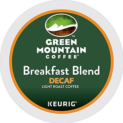 Green Mountain Coffee Roasters Breakfast Blend Decaf Keurig Single-Serve K-Cup pods, Light Roast Coffee, 72 Count