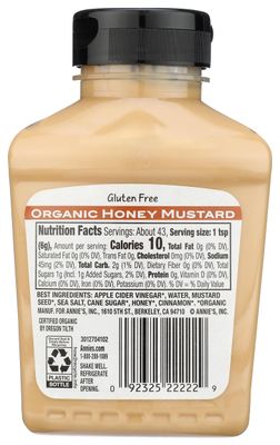 Annie's Organic Honey Mustard, Gluten Free, 9 oz