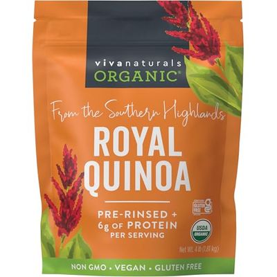 Viva Naturals Organic Quinoa, 4 lb - Plant Based Protein, Fiber and Iron - Pre-Washed Whole Grain Rice and Pasta Substitute for Quinoa Salad - USDA Organic, Gluten Free, Vegan, Non-GMO and Kosher