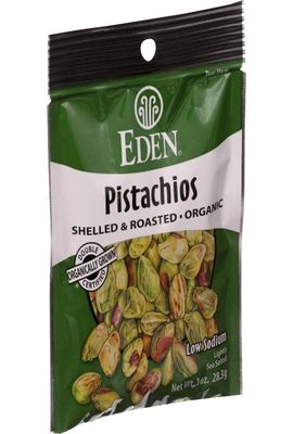 Eden Organic Shelled and Dry Roasted Pistachios, 1 Ounce (Pack of 12)