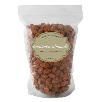 Cinnamon Roasted Almonds 24 oz (1.50 lb) - Candied Almonds Glazed with Cinnamon to Satisfy Any Sweet Tooth - Artisan Hand-Roasted Sweet Nuts by PopN Nuts