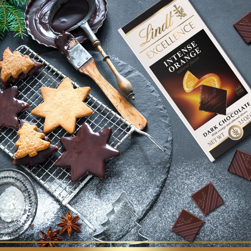 Lindt EXCELLENCE Intense Orange Dark Chocolate Bar, Dark Chocolate Candy with Orange and Almond Slivers, 3.5 oz. (12 Pack)