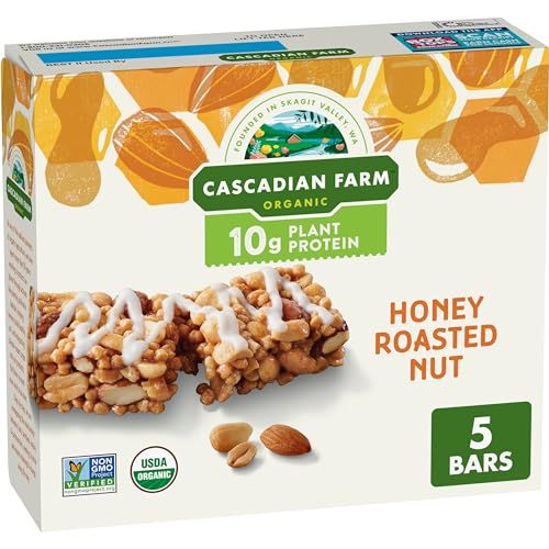 Cascadian Farm Organic Honey Roasted Nut Protein Granola Bars, Individually Wrapped, 5 Bars, 8.85 oz.