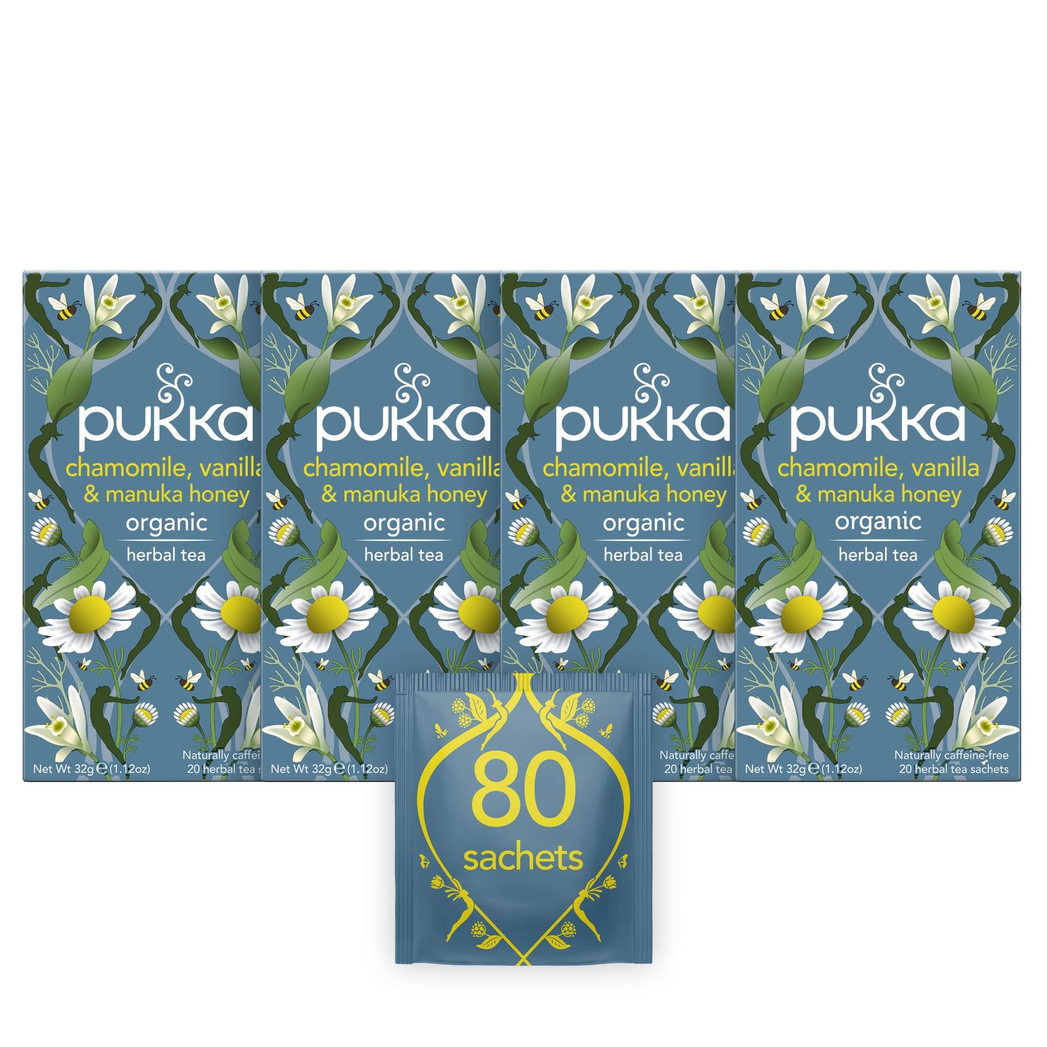 Pukka Chamomile Vanilla &amp; Manuka Honey Tea 20 Bags - Pack of 4