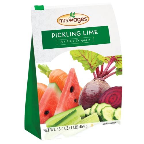 Mrs. Wages Pickling Lime, Easy-To-Make, Crispy Flavorful Pickles, Tasty Creations, Long-Lasting Resealable Bag, Variety of Uses, 1 lb Resealable Bag