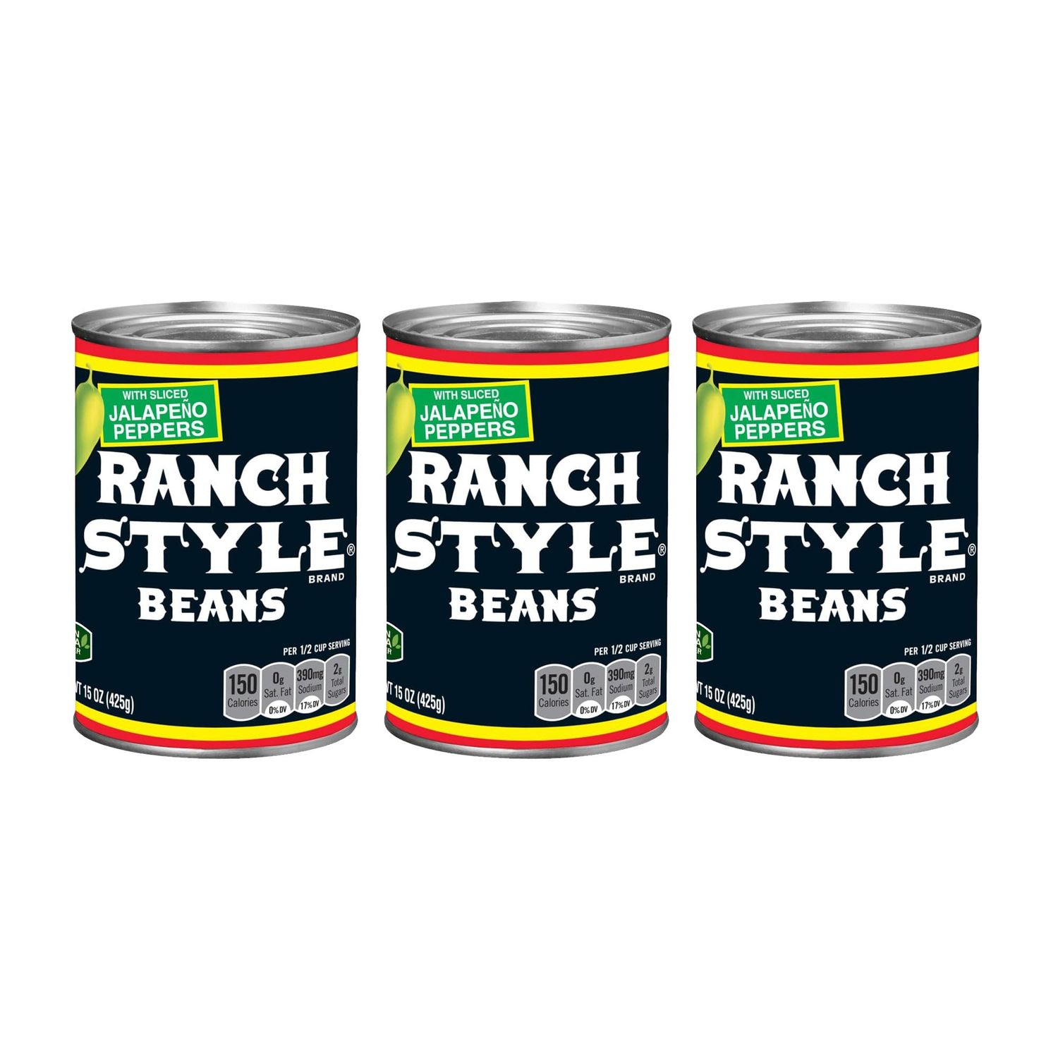 Ranch Style Beans with Sliced Jalapeno Peppers 15 Ounce - 3 Pack