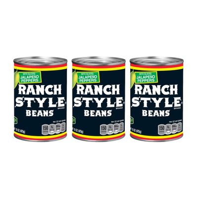 Ranch Style Beans with Sliced Jalapeno Peppers 15 Ounce - 3 Pack