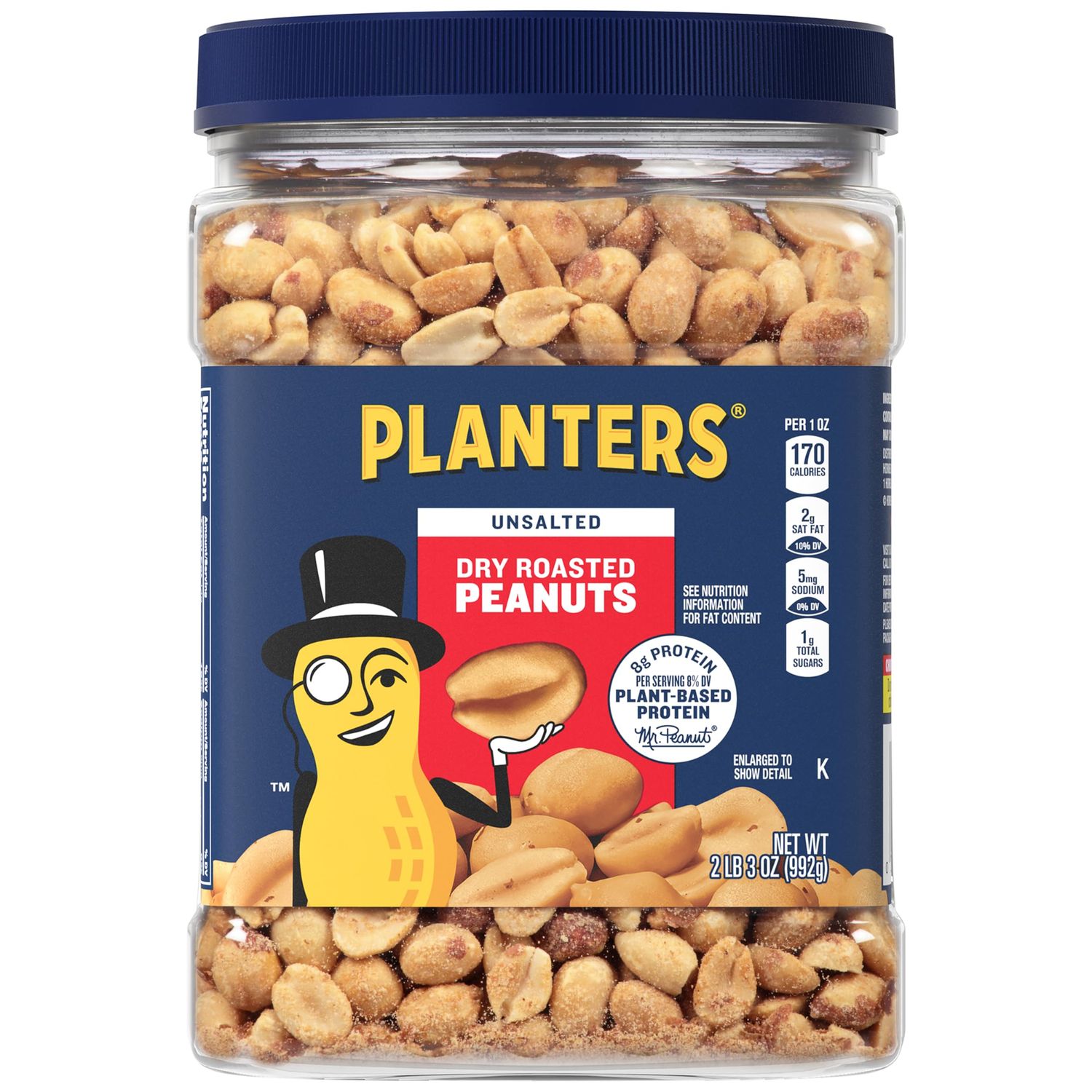 Planters Unsalted Dry Roasted Peanuts, 35 Ounce