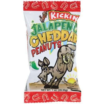 ASS KICKIN Jalapeno Cheddar Spicy Hot Peanuts - 1oz 24 Pack - Ultimate Spicy Gourmet Gift Travel Size Peanuts Great on the Go Snack - Try if you dare!