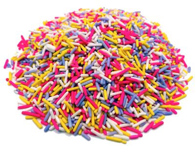Jimmies in Springtime Mix - Resealable Standup Candy Bag - Pastel Jimmies in Pink, Lavender, White, and Yellow - Easter Themed Sprinkles for Desserts and Decorations (4 oz)