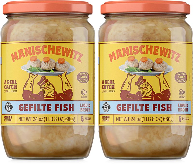 Manischewitz Gefilte Fish in Liquid Broth, Kosher for Passover, 24 Ounce (Pack of 2)