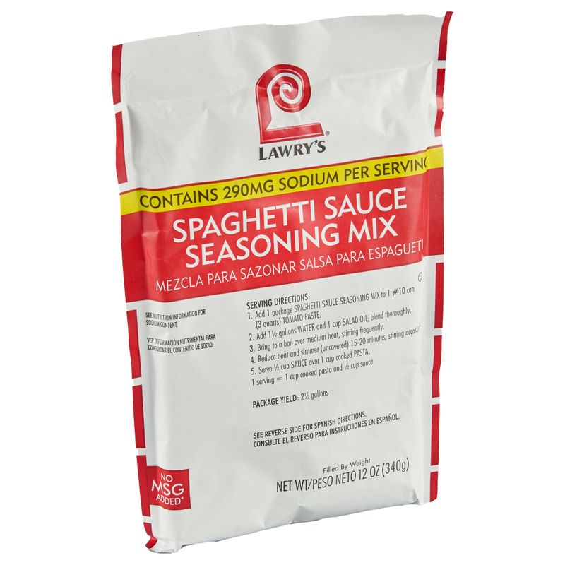 Lawry&#39;s Spaghetti Sauce Seasoning Mix, 12 oz - One 12 Ounce Packet of Spaghetti Seasoning Mix for Flavorful Spaghetti or Pizza Sauce, Best for Back-of-House Use