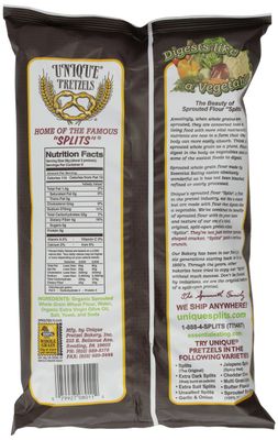 Unique Pretzels Unique Sprouted Whole Grain Splits Pretzels, 8 oz