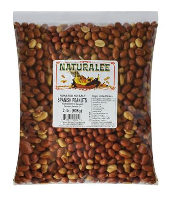 Naturalee Peanuts, With Skin Spanish Peanuts 2 lbs - Roasted No Salt - Heart Health, High Protein