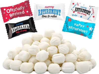 The Dreidel Company Happy Retirement Buttermints, Mint Candies, After Dinner Mints, Butter Mint Candy, Fat-Free, Individually Wrapped (275 Pieces)