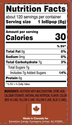 Smarties Lollies | Gluten Free, Peanut ,Fat Free Assorted Fruity Flavors, Low Calorie Perfect for Birthdays, Parties Made by US Candy Company Since 1949 - 34 oz 120 Count Lollipops