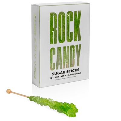 Candy Envy - Light Green Rock Candy Sugar Sticks - Watermelon Flavored - 12 Indiv. Wrapped