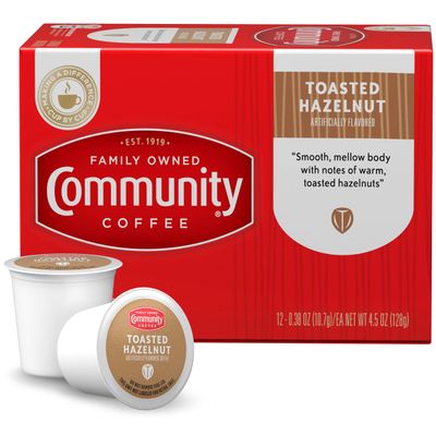 Community Coffee Toasted Hazelnut Flavored 36 Count Coffee Pods, Medium Roast, Compatible with Keurig 2.0 K-Cup Brewers,12 Count (Pack of 3)