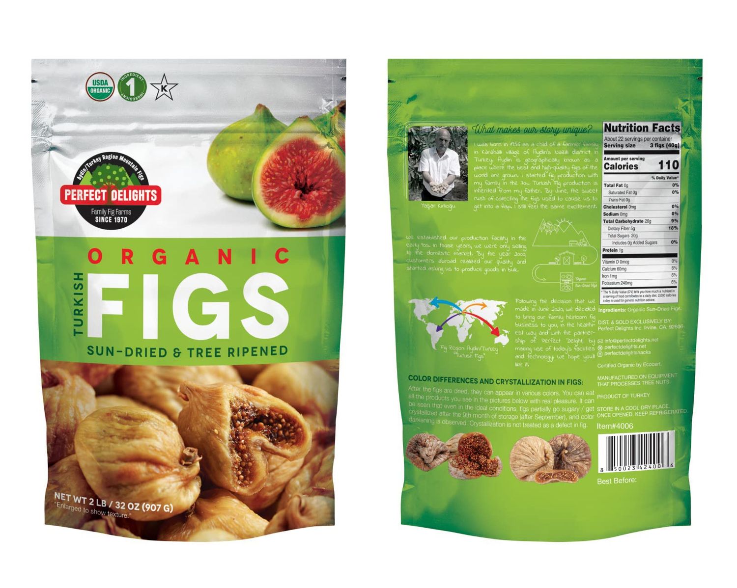 Organic Turkish Sun-Dried Figs 2lb bag - USDA Certified- Non-GMO- Unsulfured Vegan Snack