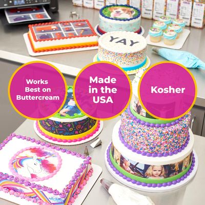 PhotoCake Frosting Sheets, Edible Frosting Sheets for Cakes, Edible Printer Paper, 1/4 Sheet, 8.5 x 11 inch (Pack of 24)