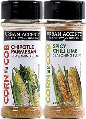 Urban Accents Corn on the Cob Vegetable Seasoning, Chile Lime and Chipotle Parmesan (2-pack)