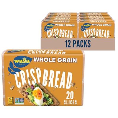 Wasa Whole Grain Crispbread, 9.2 oz (Pack of 12), Crackers, Non-GMO Ingredients, Fat Free, Made with 100% Whole Grains