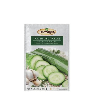 Mrs. Wages Polish Dill Pickles Quick Process Mix, Quick and Easy, Simple-To-Use, Simple Homemade Pickles, Traditional Pickle Flavoring, 6.5 oz Packet (Value Pack of 6)