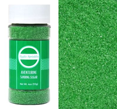 Mystic Sprinkles Sanding Sugar 4oz Bottles (Aventurine - Grass Green Sanding Sugar 4oz)