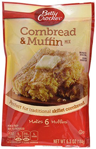 Betty Crocker, Muffin Mix, Authenic Cornbread &amp; Muffin Mix, 6.5-Ounce Pouches (Pack of 6)