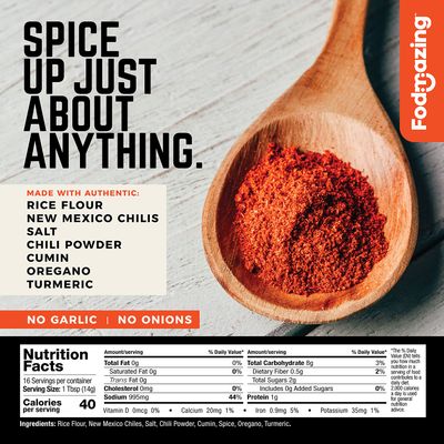 Fodmazing Spice Replacer Substitute, Low FodMap Spice Replacement, IBS Friendly, Non-GMO, Fat-Free, Great for Meals and Snacks (20 Servings) (Pack of 1, Chili Spice Mix)