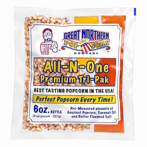 6 oz. Popcorn Packs - Pre-Measured, Movie Theater Style, All-in-One Kernel, Salt, Oil Packets for Popcorn Machines by Great Northern Popcorn (40 Case)